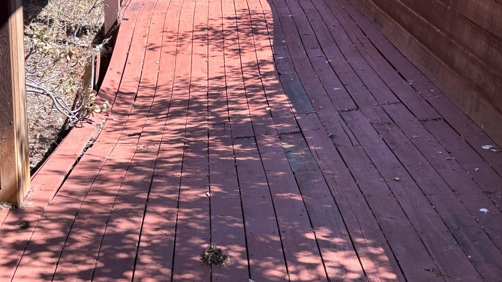 Before: aging wood deck in Redwood City, CA, ready for replacement