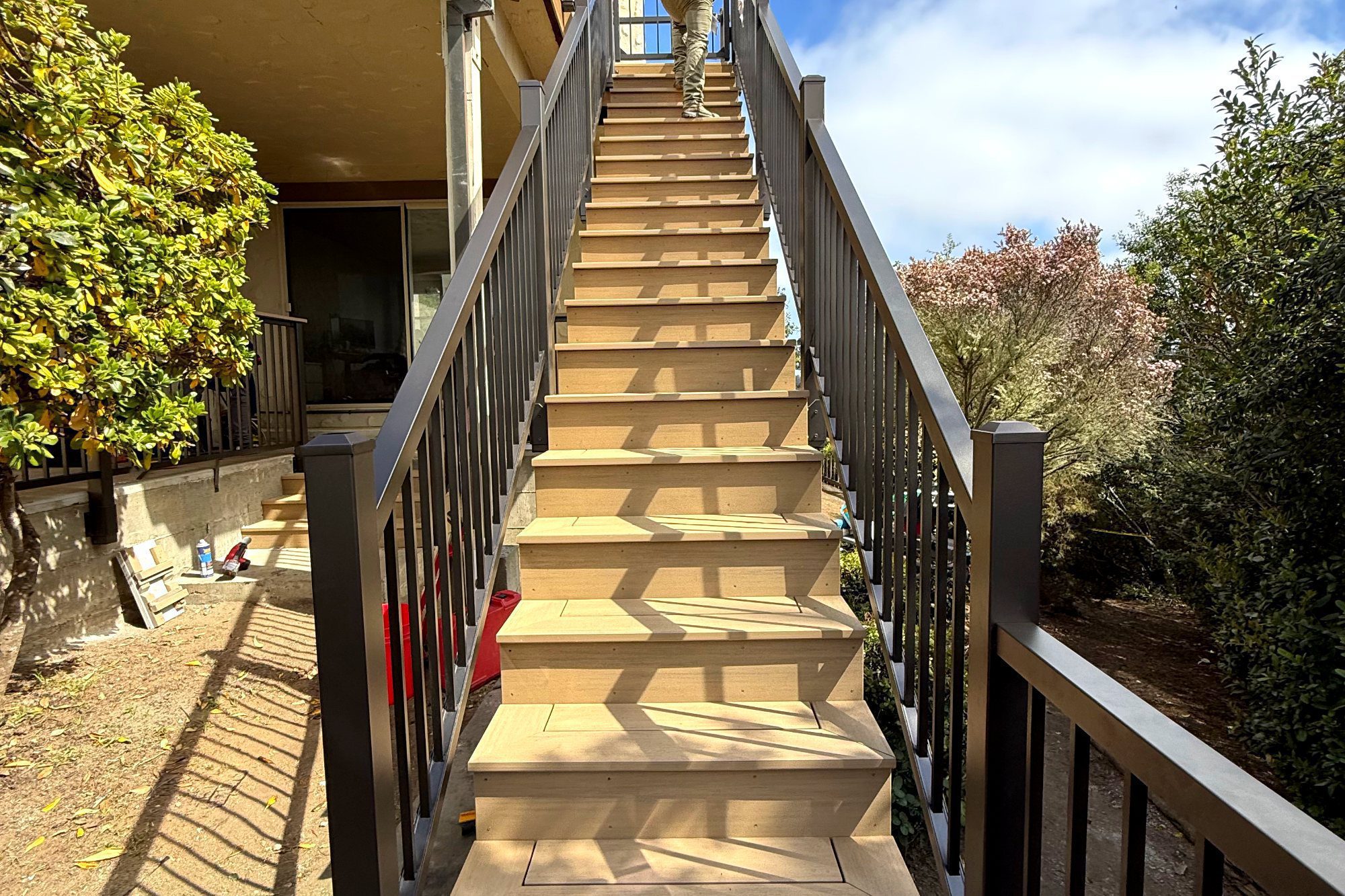 Long run of composite deck stairs in Half Moon Bay, CA