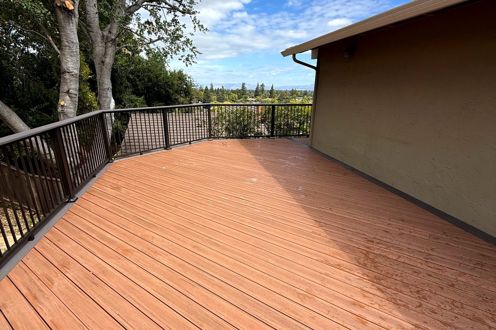 Composite deck with aluminum railing and a view in Los Altos, CA
