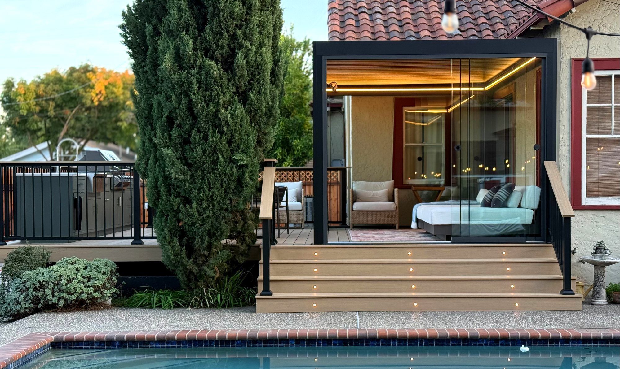 TimberTech Vintage Weathered Teak deck with aluminum railing in Santa Clara, CA