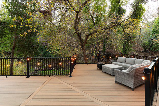 Sustainable TimberTech decking in a California backyard.