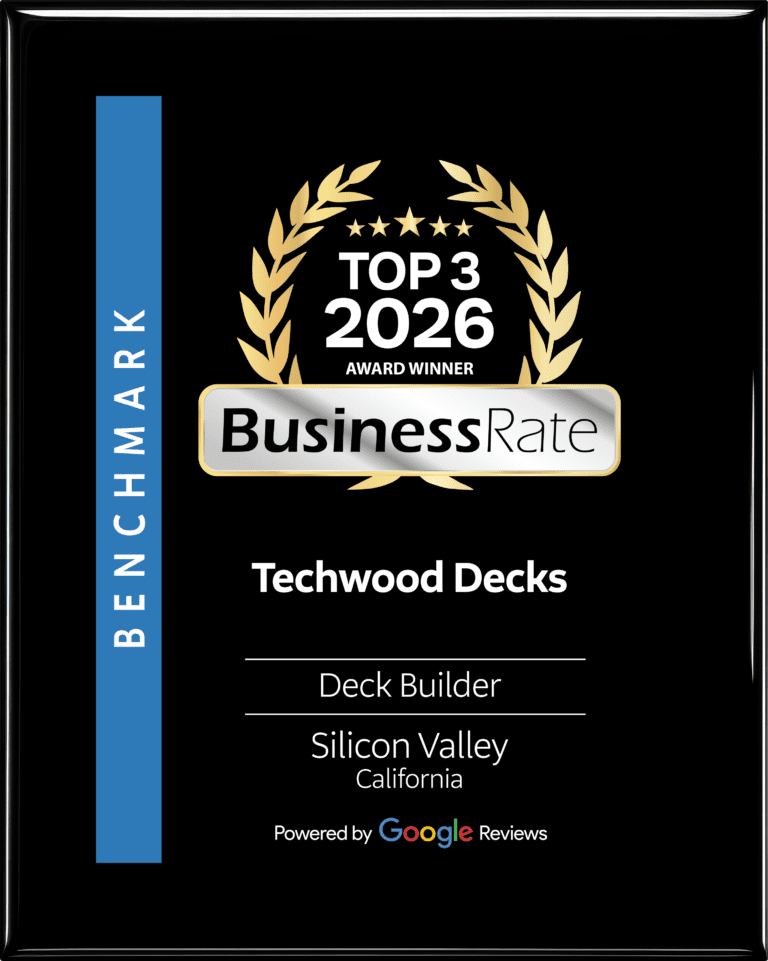 BusinessRate Top 3 Deck Builder Silicon Valley 2026 award badge, Techwood Decks